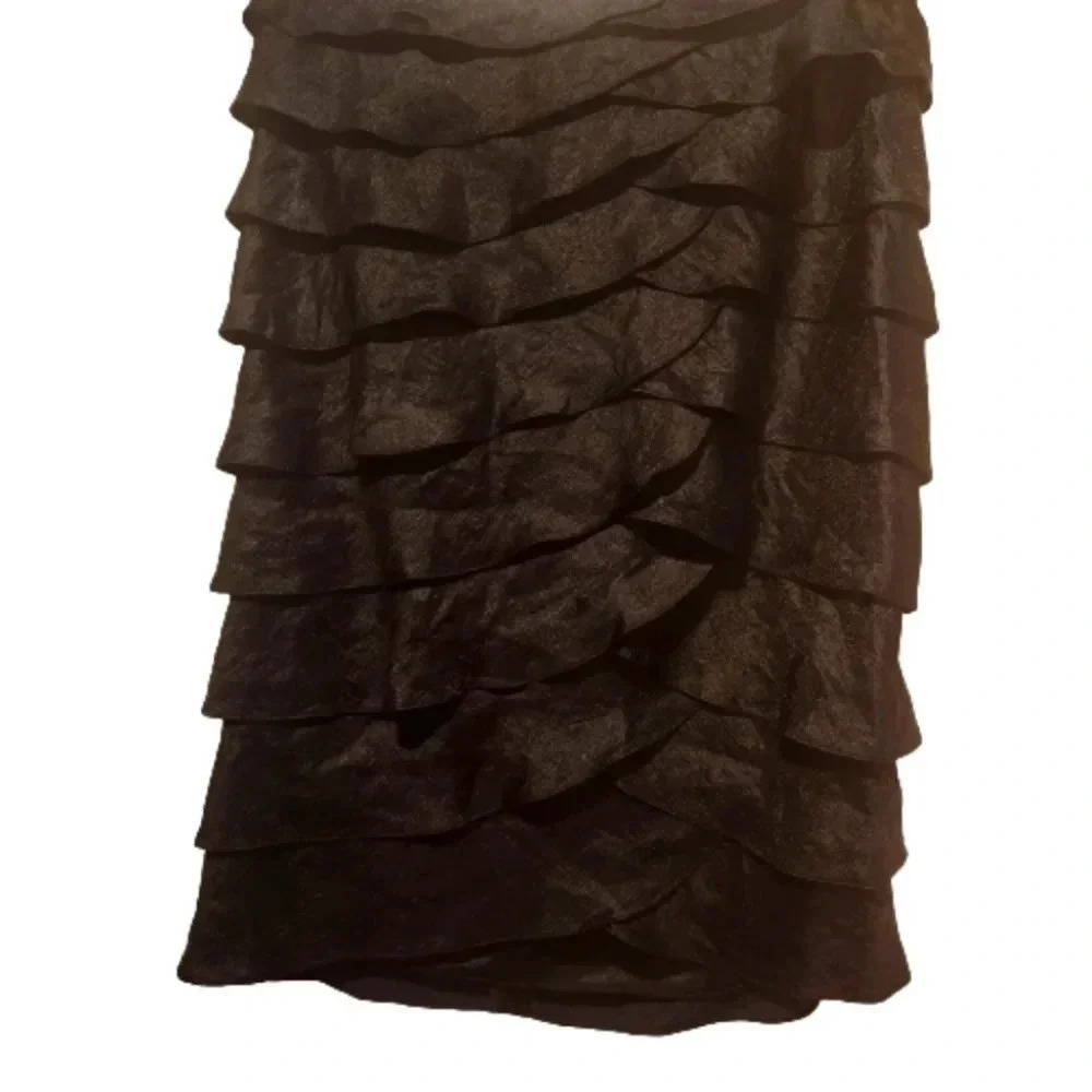Victor Costa Runway Ruffle Skirt — Jet Black Tiered Statement Piece (Size 8)